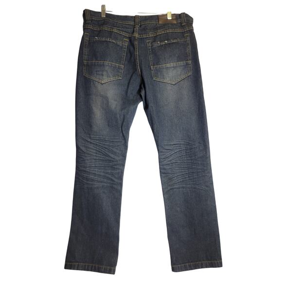 Ditch Plains Denim Jeans Mens 38x32 Dark Wash Relaxed Straight Distressed - Picture 2 of 5
